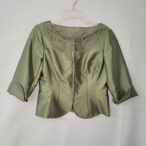 Victor Costa Jacket Womens 6 Blazer Silk‎ 3/4 Sleeve Zip Front Evening Vintage